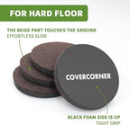 Furniture Sliders for Hardwood Floors 8 PCS - 4 3/4 inch Sliders for Moving Furniture – Felt Furniture Pads for Hardwood Floors Brown