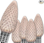 Wintergreen Lighting 25 Pack OptiCore LED C9 Warm White Christmas Light Bulbs - White Bulbs C9 LED Christmas Lights Heavy Duty Shatterproof E17 Bulbs/Base (Warm White Faceted)