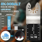 KEENTECH 50PCS Bi-Metal Oscillating Tool Blade for Wood & Metal, General Purpose Multitool Blade for Wood Panel, Nails, Bolts, Screw, Drywall, Quick Release Oscillating Saw Blade for Fine Finish