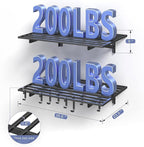 2-Pack 2x3ft Garage Shelving Wall Mounted, 2' x 3' Heavy Duty Garage Storage Shelves with Hooks, 400LB Capacity