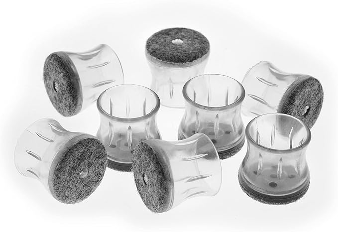 Slipstick GorillaFelt Chair Leg Floor Protectors for Hardwood Floors, Clear Sleeve Felt Pads for Furniture That Stay On, Fits Round & Square Legs, Includes 8 Premium Transparent Chair Socks, CB182