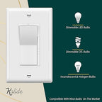 TOPGREENER Kalide Dimmer Light Switch, LED Dimmer Switch, Full Range Dimming, Single Pole/3-Way, 120VAC, 60Hz, 300W LED/CFL, Neutral Wire Not Required, Wall Plate Included, White