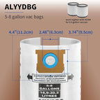for Shop Vac Bags 5-8 Gallon, Type E 90661 9066133, Type H 90671 9067133; VF2004, VHBS VDBS High- Efficiency Disposable Vacuum Collection Filter Bags 5 Pack