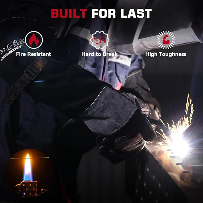 ARCCAPTAIN 24 inches Leather Welding Gloves - Bite Proof Animal Handling, Heat/Fire Resistant for Reptile, Dog, Falcon, Stick, Mig, Forge, Grill, Fireplace