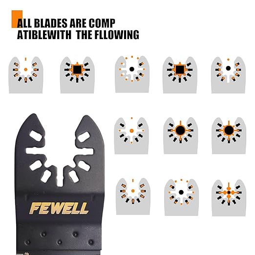 FEWELL 20PCS Titanium Oscillating Saw Blades, Universal Multitool Blades for Hard Materials, Metal, Wood, Plastic, Nails Fits Most Tools