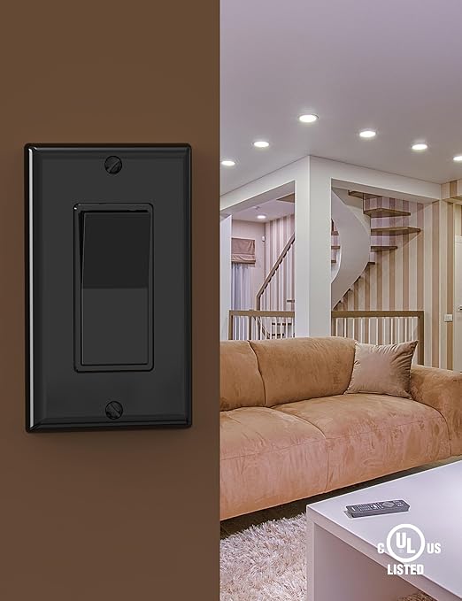 AIDA 3 Way Decorative Light Switch, 15Amp, 120/277 Volt, AC Decorator Rocker Paddle Wall Switch Replacement, UL Listed - Residential and Commercial Grade (20 Pack,Black White)