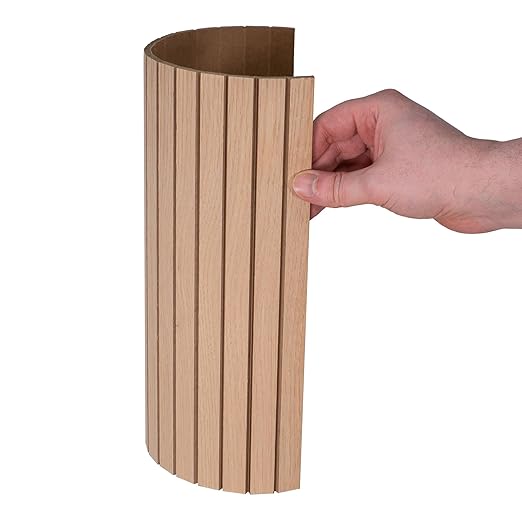 4ft x 4ft Unfinished White Oak Veneer Flexible Tambour Wall Panel with 3/4" 30-Degree Groove Slats, Flexible & Customizable