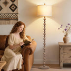 Luvkczc 62" Farmhouse Floor Lamp for Living Room & Bedroom - 3-Color Temperature Standing Lamp, Vintage Rustic Tall Floor Lamps with Rotary Switch, Resin Corner Lamps for Office (Dark Brown)