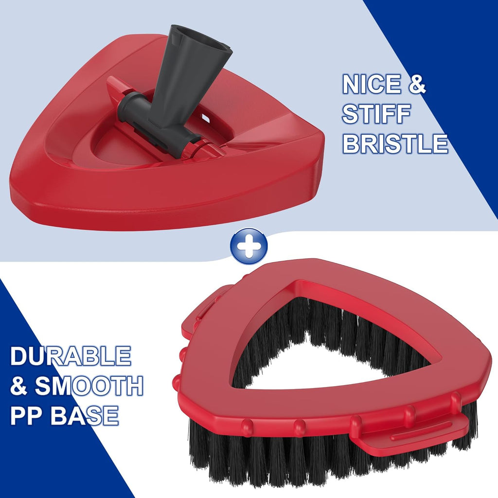 Scrub Brush with Mop Base — Aftermarket Replacement for 2‑Tank Spin Mop Systems, Triangle Scrub Head with Nylon Bristles for Hard Floor Cleaning — 1‑Pack
