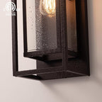 mirrea 18" Classic Outdoor Wall Sconce 1 Light in Rectangular Metal Frame and Clear Glass Shade Waterproof Porch Light Patio Light Pack of 2 (Oil Rubbed Bronze)