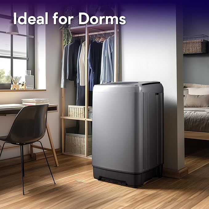 Portable Clothes Washing Machines 17.8LBS Full Automatic Washer and Spinner Combo with 10 Programs and 8 Water Levels, Compact Laundry Wash Machine for Apartment RV Dorm Home, Grey