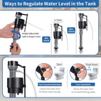 8 Pieces Adjustable Toilet Fill Valve Replacement Kit with Gloves, Quiet Toilet Flush Valve for Tank and Bowl, Universal Toilet Valve Replacement Set (8–13 in, G15/16")