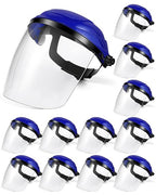 12 Pack Safety Face Shield for Grinding and Cutting, Full Impact Resistant Face Shield Mask for Work Chemical Woodworking (Blue)
