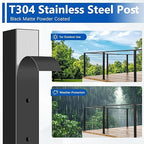 2Pack 36" T304 L-drilled Cable Railing Corner Posts(35"x2"x2") with Cable Grommets, 90° Drilled Fixed Top Mount Heavy Duty Stainless Steel Black Finish for Deck Patio Wooden Concrete Floor