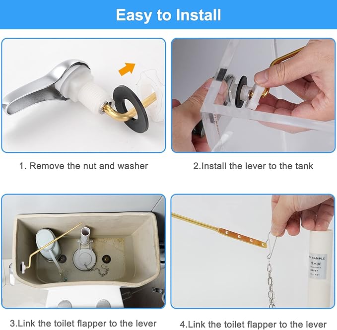 iFealClear 2 Pack Universal Brass Toilet Handle Replacement Kit, Side/Angle Mount Toilet Tank Flush Lever with Lock Nut, Fits Most Toilets, Chrome