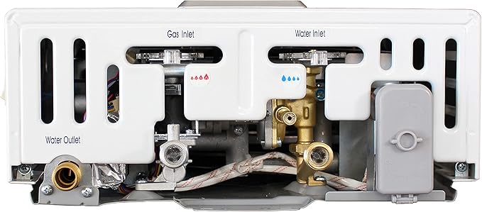 EZ 202 LPG Portable Tankless Water Heater - Propane Gas - 4 GPM - Small - Battery Powered Ignition - Digital Display - Camping - RV - Hunting