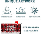 Kawani Merry Christmas Mailbox Cover Winter Snowflake Red Black Buffalo Plaid Christmas Decorative Mailbox Cover Magnetic Standard Size 25.5x21 Inch Xmas Post Box Cover Wraps for Garden Yard Decor