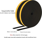 Strong Self Adhesive Foam Weather Stripping, Foam Seal Tape for Doors and Windows, SoundProof Weatherproof Insulation Strips, AC Seal Strip, Anti-Collision, Anti-Bug(1 in x 1/8 in x 33Ft)