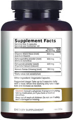 Why Not Natural 4-in-1 Organic Black Maca Root, Ashwagandha, Fenugreek, Panax Ginseng Capsules, Supplement for Men and Women (120 Count (Pack of 1)