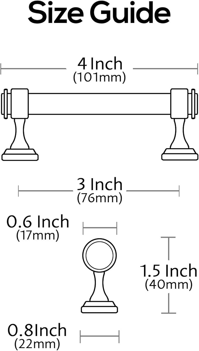 Alzassbg 15 Pack Matt Black Cabinet Pulls, 3 Inch(76mm) Hole Centers Cabinet Handles Kitchen Hardware Straight Bar for Cabinets and Drawer AL3082MB