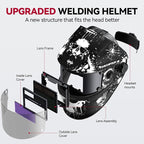 ARCCAPTAIN True Color Auto Darkening Welding Helmet with Upgraded Arc Sensor, 1/1/1/1 Top Optical Clarity Solar Power Welding Hood, 1/25000s Response Time, 4/9-13 for TIG MIG ARC, Describe