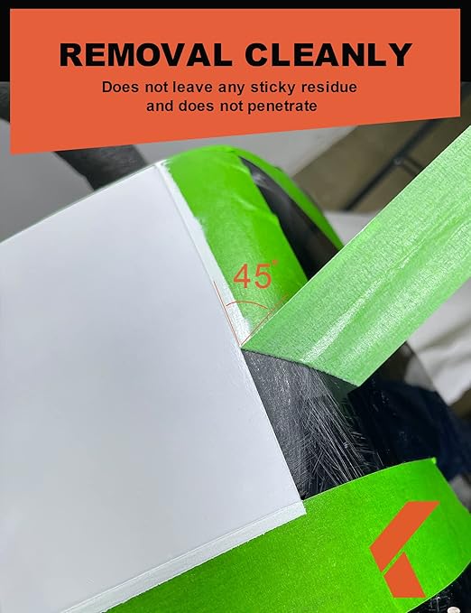 Painters Tape - Green No Residue Automotive Masking Tape, Heat Resistant for Paint Booth, 1.41 Inches x 60 Yards, 6 Rolls