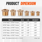 18PCS Brass Hex Bushing Fitting Kit,1/4" - 1/8", 3/8" - 1/8",3/8" - 1/4",1/2" - 1/4",1/2" - 3/8",3/4" - 1/2" NPT Pipe Fittings