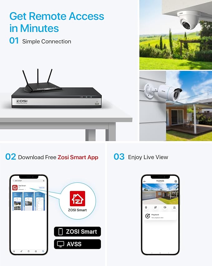 ZOSI 1080p 16 Channel Security Camera System Outdoor with AI Human Vehicle Detect, 12 x 2MP Weatherproof Surveillance CCTV Bullet Dome Camera, H.265+ DVR, 2TB HDD, 80ft Night Vision, 90° View Angle