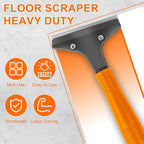 KeFanta Razor Blade Floor Scraper, 4" Wide Heavy Duty Scraper Tool with 45.7" Long Handle, 10PCS Extra Metal Blades, Paint Scrapers for Cleaning Wall Glass Tile Floor Paint Gum Glue Stains Linoleum