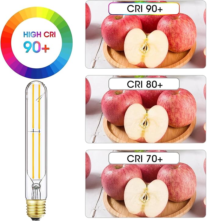 7.3 Inch E26 T10 Led Bulb 60 watt 3000k Soft White Edison Bulbs,6W E26 Long Light Bulb Tubular Light Bulb T10 Bulb T9 for Rustic Pendant,Industrial Pipe,Wall Sconces 6 Pack