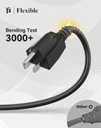 PLUGTUL 25FT Outdoor Extension Cord with Multiple Outlets, 14 Gauge, 3-Outlet, SJTW, 15A 14AWG 1875W SJTW, ETL Listed - Great for Garage, Garden and Home, Black