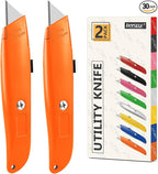 DIYSELF DIYSELF 30 Pack Box Cutter Heavy Duty Aluminium Shell Utility Knife | SK5 Steel Sharp Blade | Retractable Knife for Cutting Cartons (30, Orange)