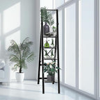 5 Step Ladder Adult Portable Folding Step Stool, Folding Aluminum Step Ladder with Double Padded Treads, Step Ladder with Handle for Home, Kitchen, Outdoor, 330 lb Weight Capacity - Black