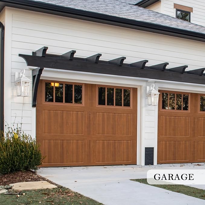 Darkaway Outdoor Wall Lights for House, Exterior Lighting Fixtures Wall Mount Outside Porch Lights Waterproof White Outdoor Sconce Lights with Water Ripple Glass for Patio Garage Front Door