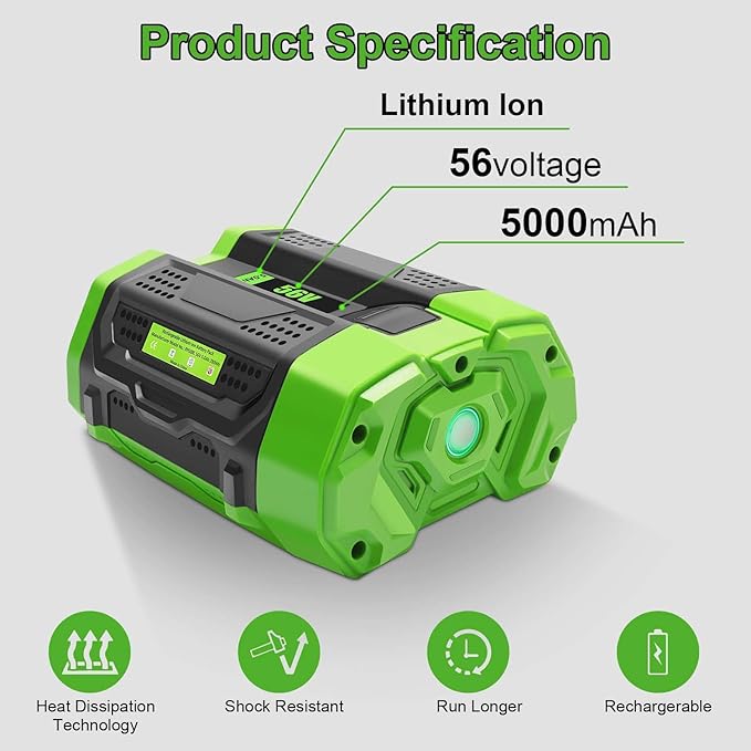56V 5.0Ah Battery Compatible for 56V EGO Battery BA2800T BA2800 BA4200 BA1400 Compatible with EGO 56-Volt CS1604 CS1804 Power Cordless Tools(Not Made in EGO