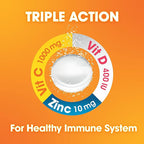 nutrazul Immune Triple Action Effervescent Tablet-1000 mg Vitamin C, Vitamin D, Zinc I Orange 20's (Pack of 3) I Gluten Free, Sugar Free, Lactose Free & Preservative Free I Maintains Immune Function