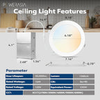 12 Pack Recessed Lighting 7 Inch with Junction Box, 5CCT 7 Inch LED Recessed Lights Dimmable 2700K/3000K/4000K/5000K/6000K, 16W 1300lm Ultra Thin Recessed Lighting - ETL and Energy Star Certified