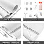 ALLBRIGHT 100% Blackout Roller Blinds Woven Shades with Striped Jacquard, Cordless Window Shades, UV Protection Fabric, Easy-Install for Indoor Home & Office, White Old, 32" W x 72" H