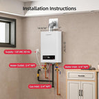 MIZUDO Tankless Water Heater Propane, Indoor or Outdoor Convertible Installation, Max 5.1 GPM 120,000 BTU, WiFi&APP Control CSA Certified for Large Families Whole House, GEN 3