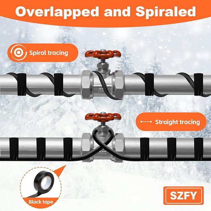 3FT Heat Tape for Water Pipes, -40°F Deicing Cable,Pipe Heating Cables for Roof,Gutter，Farm，Freeze Protetion Heat Trace Cable, Heated Water Hose,Plumbing Fixtures,120V 5W/FT