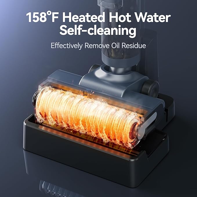 JONR ED12 PRO Wet Dry Vacuum Cleaner,Vacuum Mop All in One, Three Sided Cleaning,Hot Water Self-Cleaning,Hot Air Drying,Tangle-Free,Smart Hard Floor Cleaner Machine with Powerful Suction