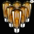 MASTERY MART Dimmable Vintage E26 LED Light Bulb, 2200K Warm White, 5.5W 60W Equivalent, Glass ST19 Antique Edison Style, 400 LM, Decorative Filament Bulb, UL and Energy Star, 6 Pack