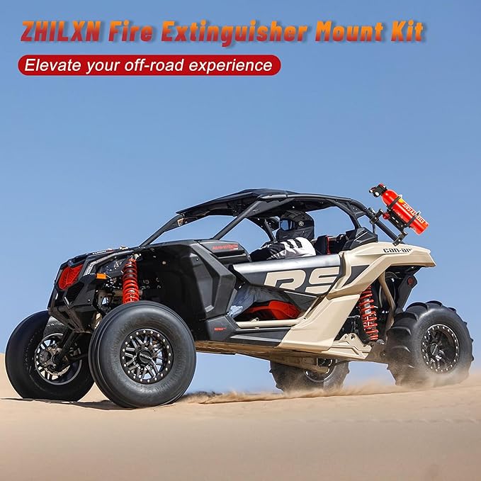 UTV Fire Extinguisher with Mount Kit- Quick Release Roll Bar Fire Extinguisher Bracket Holder for Any Vehicle with 1.75"-2" Roll Bar, Compatible with Polaris RZR/Can Am X3/Jeep Wrangler