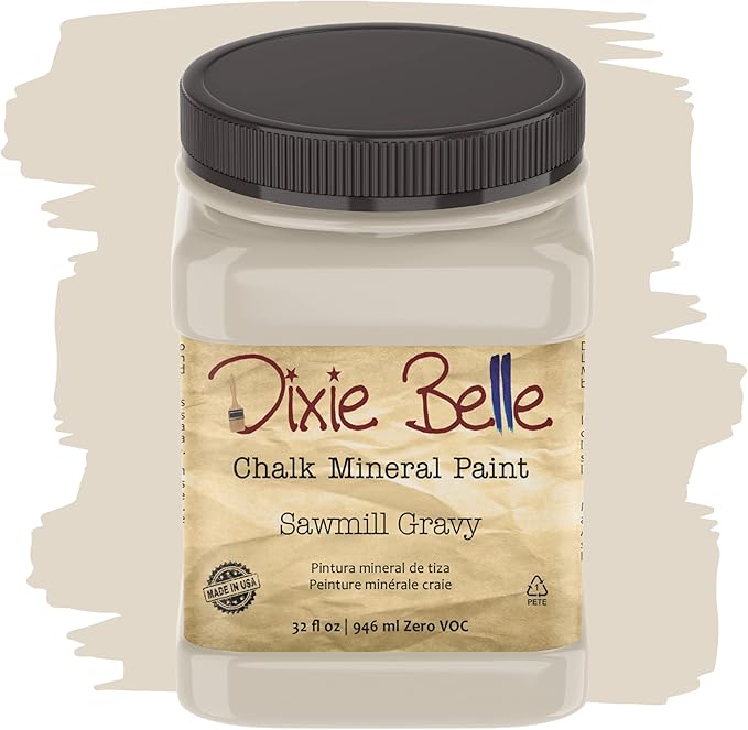 Dixie Belle Paint Company Chalk Finish Furniture Paint - Sawmill Gravy (32oz) - Matte Smooth Beige Chic Chalk Mineral DIY Furniture Paint