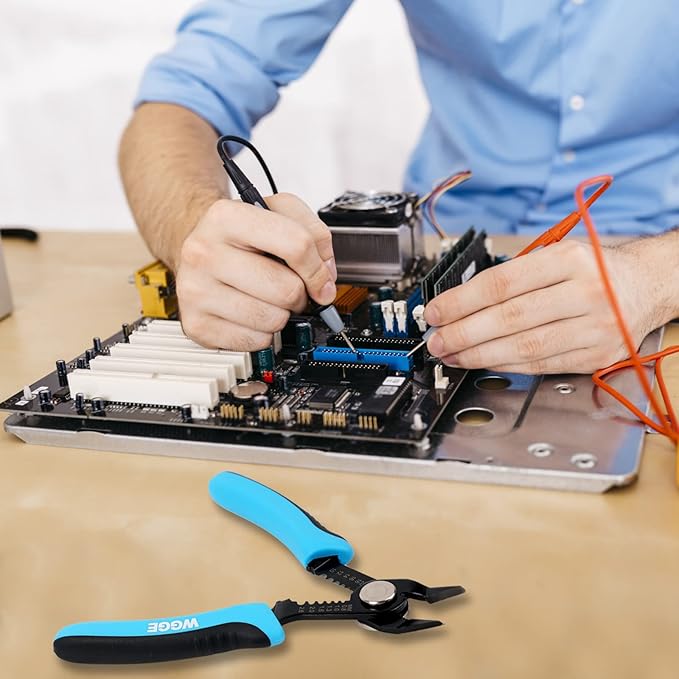 WGGE Wire Cutters Precision Flush Pliers with Supplementary Stripping, Cutting Pliers, Handy and Slim Diagonal Cutters, Ultra Sharp Wire Cutter, 10-20AWG wire stripper (6 inch)