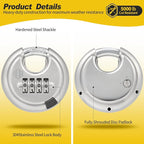 HOX Combination Lock, 4 Digit Disc Padlock with 3/8 Inch Hardened Steel Shackle, 2-3/4 Inch Wide Body, Keyless Heavy Duty Combo Lock for Hasp Latch, Sheds, Fences, Storage Locker (4 Pack)