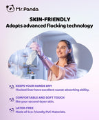 Mr.Panda Skin-Friendly Flocked Cotton Liner Cleaning Gloves Medium, Reusable Dishwashing Gloves for Washing Dishes, Kitchen, Shimmering Pink