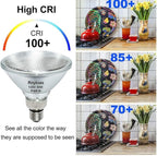 4 Pack Long Lifespan PAR38 Flood Light Bulb, Dimmable 38W 120V, High Output 400LM, Warm White, E26 Base, Indoor/Outdoor