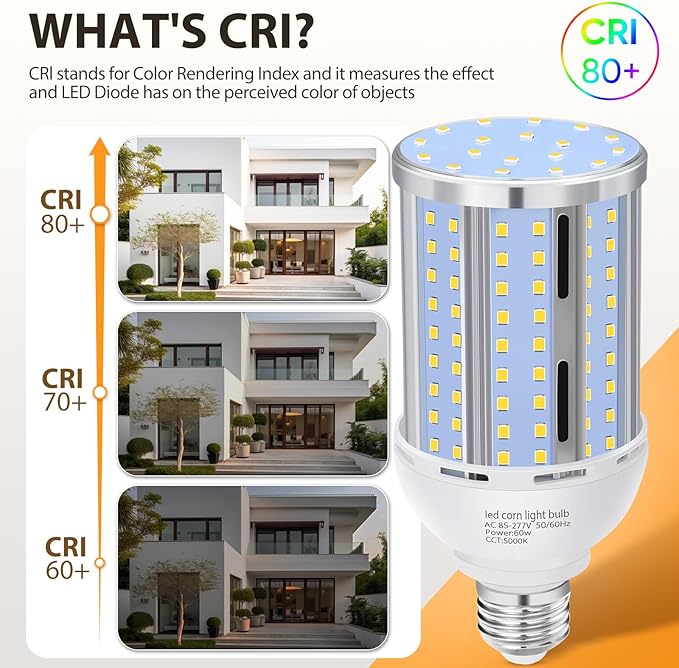 60W LED Corn Light Bulb(6 Pack),(600 Watt Equivalent) Fanless E26/E39 Medium/Large Mogul Base LED Cob Lamp 5000K Daylight 6,900LM for Outdoor Indoor Garage Warehouse Factory Workshop Street Backyard