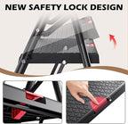 KINGRACK Step Ladder, Portable Folding Step Stool with Anti-Slip Wide Pedals, Heavy Sturdy Steel with Handrail, Safe-Lock Design, 800lbs Load Capacity, for Home and Kitchen, Black (5 Step Ladder)